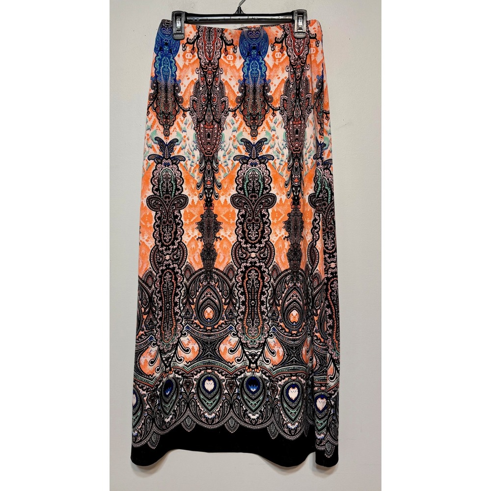 Boho Chic Paisley Maxi Skirt Medium Baroque Festivalcore‎ Y2K Retro 70s Hippie